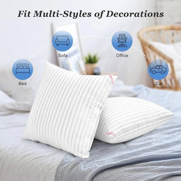 Throw Pillow Inserts, Machine Washable Pillows,Premium Polyester Fiber Fill for Sofa Bed & Decorative Cushions (White, 18x18inch) - Image 2