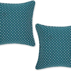 Throw Pillow Cover Collection, Recycled Cotton, Hidden Zipper, 18×18, Dobby Plus, Teal, 2 Piece