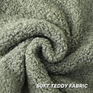 Sage Green Throw Pillow Covers 18×18 Inch Set of 2,Furry Faux Fur Teddy Boucle Textured Cushion Covers,Soft Fluffy Decorative Pillow Case,Home Decor for Couch Bed Living Room Office Car