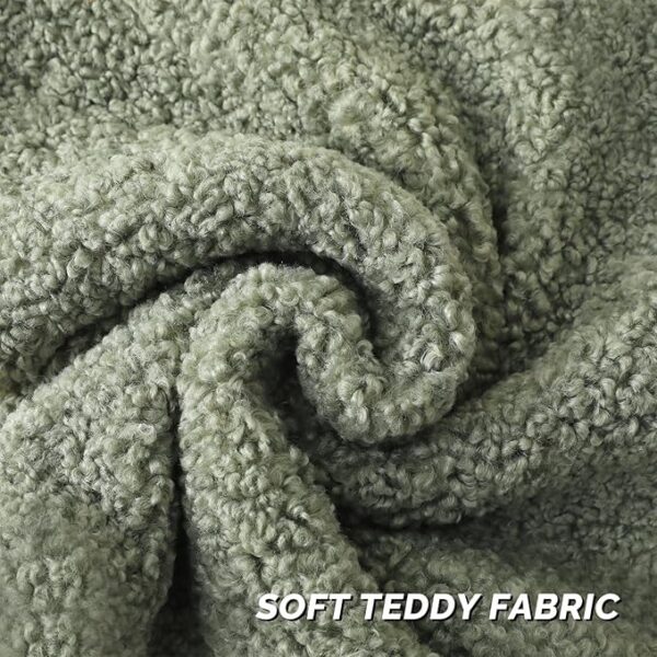 Sage Green Throw Pillow Covers 18x18 Inch Set of 2,Furry Faux Fur Teddy Boucle Textured Cushion Covers,Soft Fluffy Decorative Pillow Case,Home Decor for Couch Bed Living Room Office Car - Image 2