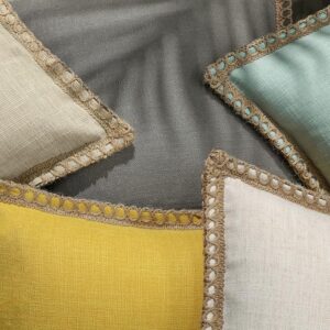 Pack of 2 Farmhouse Modern Fall Decorative Solid Throw Pillow Cover Burlap Linen Trimmed Tailored Edges Outdoor Pillows, Oatmeal 18 x 18 inches