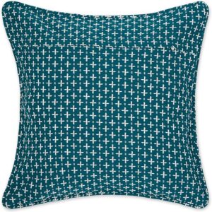 Throw Pillow Cover Collection, Recycled Cotton, Hidden Zipper, 18×18, Dobby Plus, Teal, 2 Piece