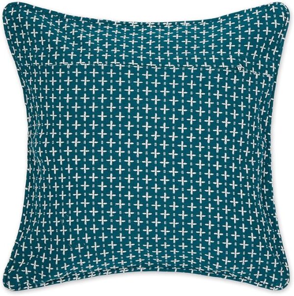 Throw Pillow Cover Collection, Recycled Cotton, Hidden Zipper, 18x18, Dobby Plus, Teal, 2 Piece - Image 2